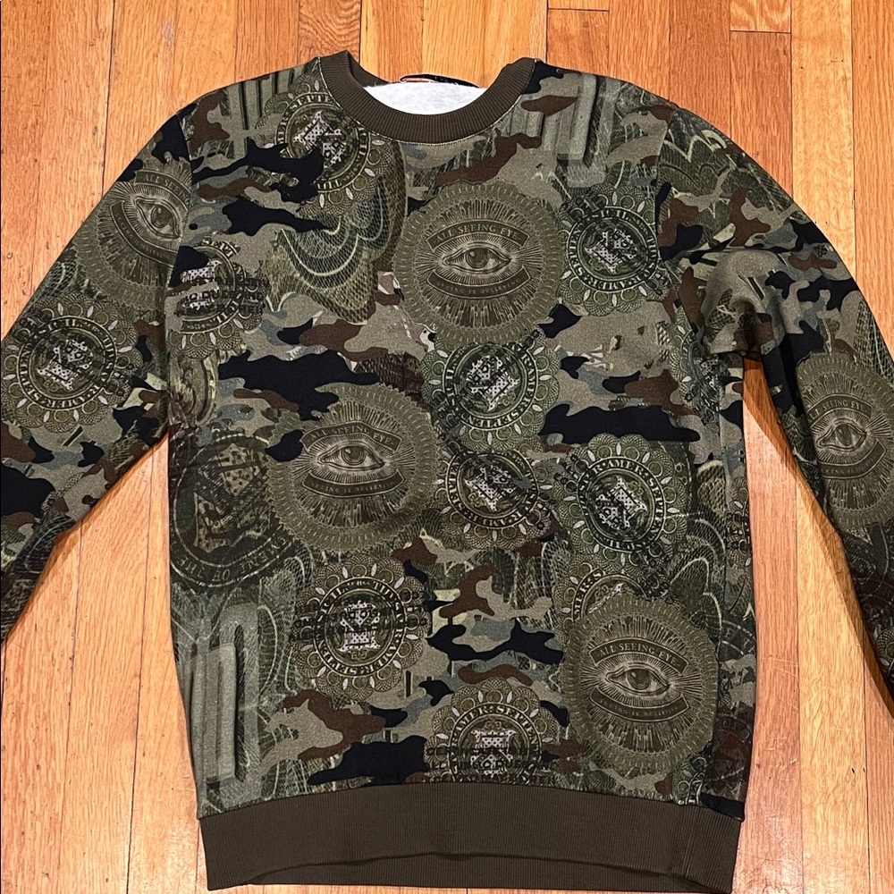 Givenchy Green and Black Patterned Crewneck Sweater